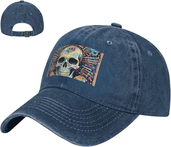 Baseball Cap Adjustable Sun Hat Cool Skull Graphics Dad Hat Cotton Trucker Hat Classic Golf Hat