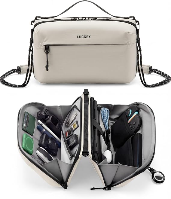 LUGGEX Electronics Organizer Travel Case, Tech Pouch with Crossbody Strap