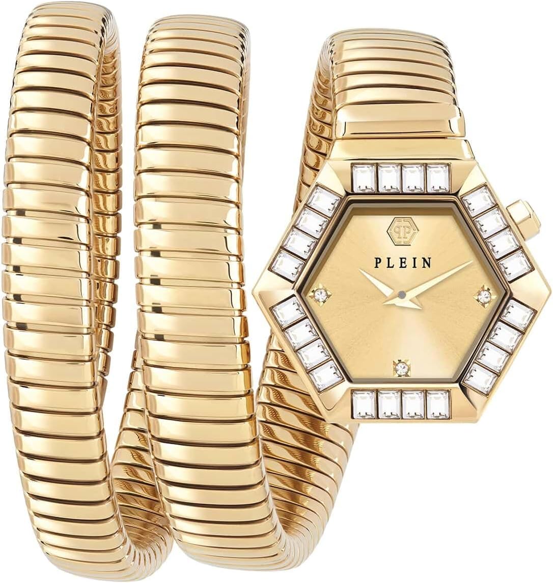 Philipp Plein Collection Luxury Womens Watch Timepieces with a Gold Bracelet, Case and Dial