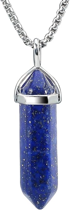 BEADNOVA Crystal Necklaces for Women Crystal Pendant Gemstone Necklace for Spiritual Energy Healing Hexagonal Pendant Divination for Men (18 Inches Stainless Chain)