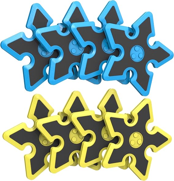 EastPoint Foam Throwing Stars - Pack of 8, Blue & Yellow - Safe Foam Design for Outdoor Games - Lightweight Precision for Axe Throwing Game - Complete Set for Backyard Fun