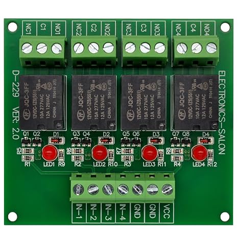 4 SPDT 10Amp Power Relay Module, DC 12V Version.