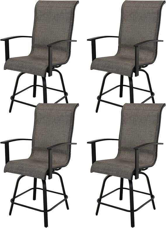 Grand patio Outdoor Swivel Bar Stools Set of 4 with Armrests, Coffee
