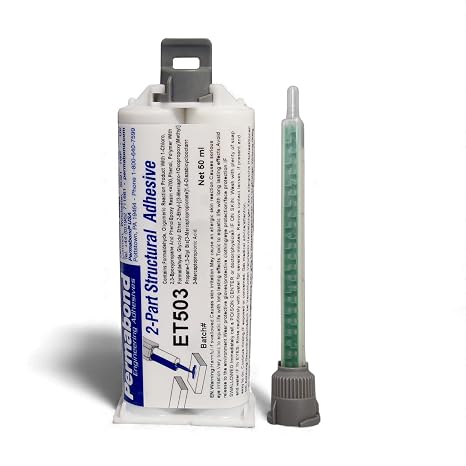 Permabond ET503 Two-Part Epoxy Adhesive, Fast-Setting, High-Strength, White and Yellow, Water-Resistant, 5-10 Minutes Pot Life, for Metal, Wood, Ceramic Bonding (Cartridge + Nozzle, 50ml)