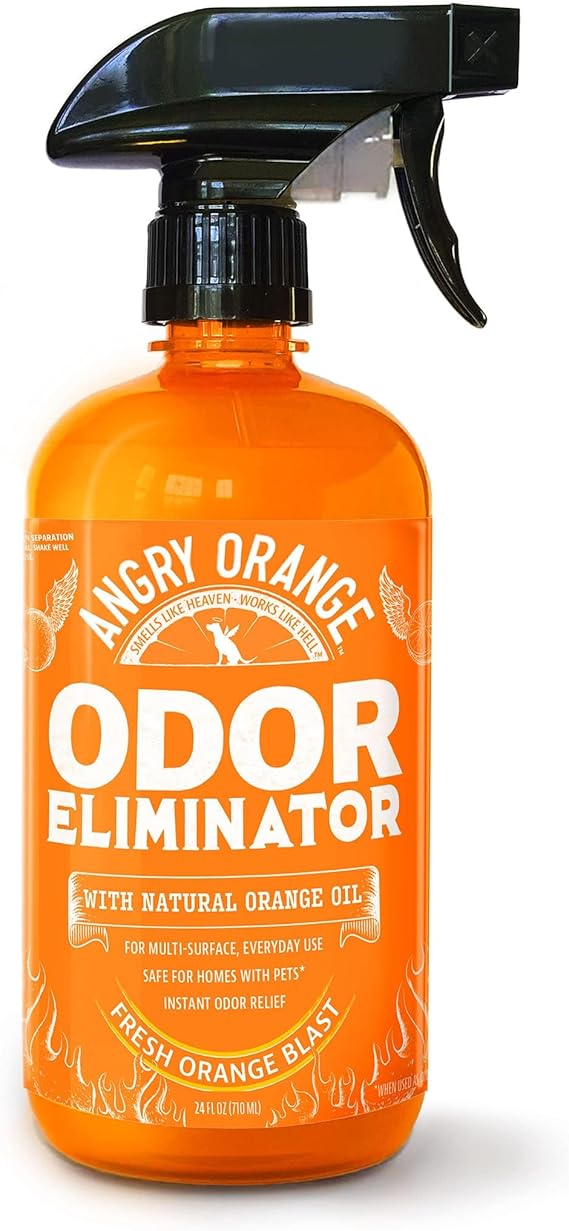 ANGRY ORANGE Pet Odor Eliminator for Dog and Cat Urine, Carpet Stains, and Strong Smells Citrus Cleaner with Natural Orange Oil 24 oz