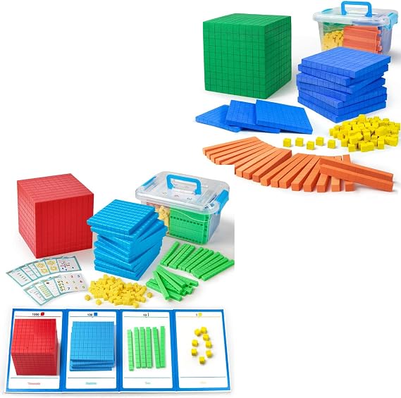 Base Ten Blocks Plastic and Foam Base Ten Set Place Value Blocks for Early Counting Math Toy for 1st Grade