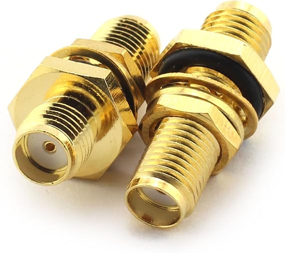 E-Outstanding SMA Type Adapter - SMA Female Plug to Jack Waterproof Bulkhead Panel Mount RF Coaxial Antennas Connector Straight