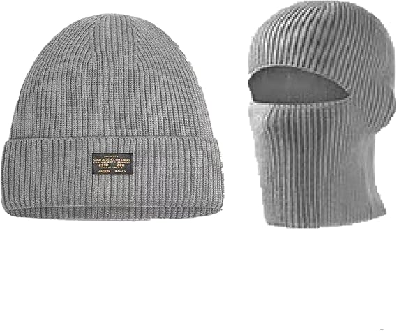 Balaclava Face Mask Beanie Hats, 2 in 1 Knitted Beanie for Men Women Full Face Ski Mask Face Cover Outdoor Sports