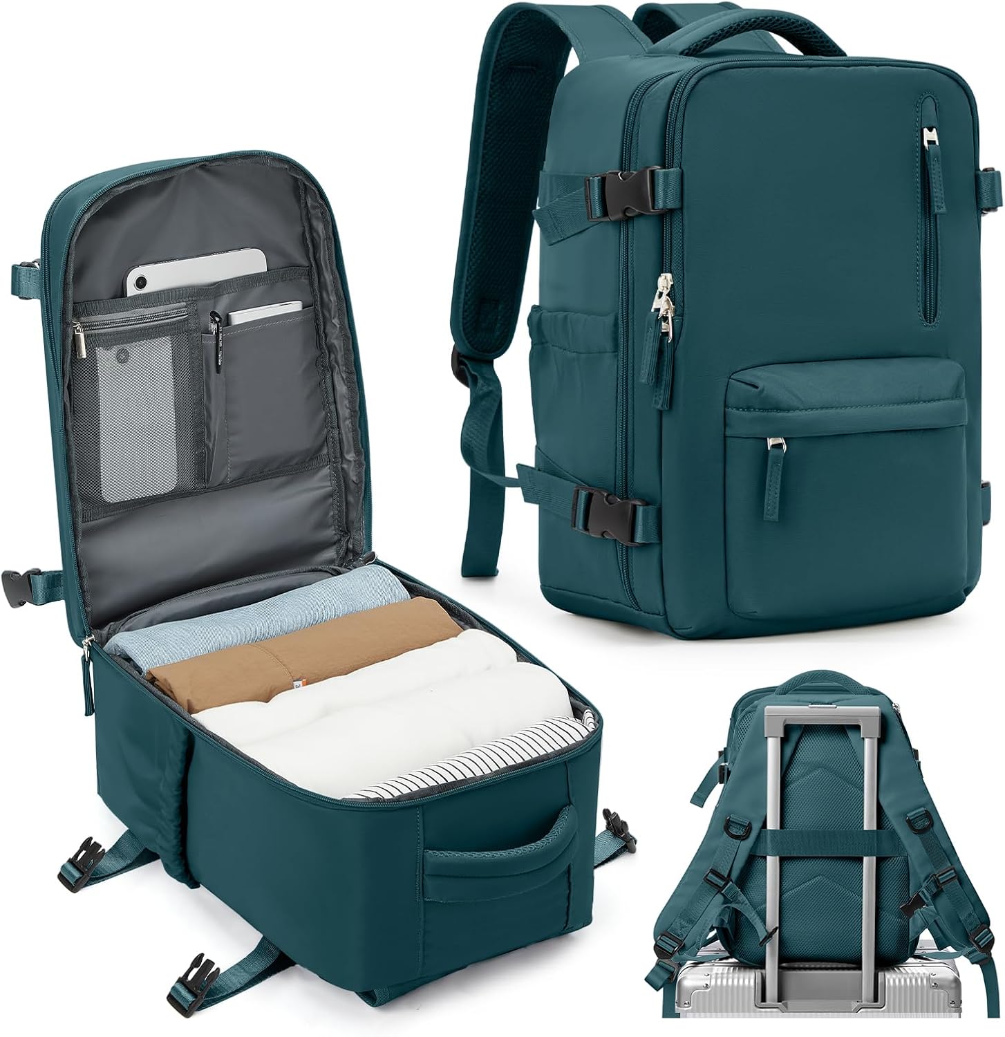 SZLX Vacuum Backpack Large Travel Backpack Cabin Size 40x30x20 Ryanair for Women Men Easyjet Wizzair Underseat Hand Luggage Carry on Cabin Size Flight Rucksack Fit 14 Inch Laptop with Shoe Compartment