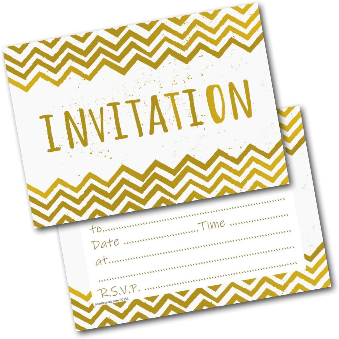 doodlecards Birthday Party Invitations Zig Zag Pack of 20 Invites and Envelopes. Printed in UK, Premium Quality & 100% Recyclable.