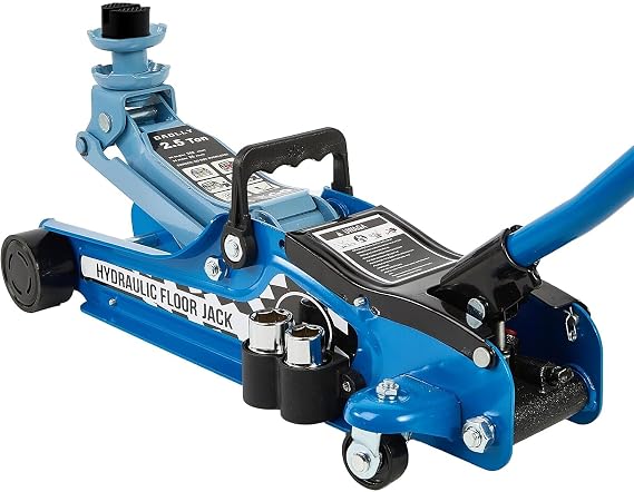 Floor Jack Kit 2.5 Ton (5,500 lbs) | Car Jack - Hydraulic Low Profile Trolley Jack - Tire Tool for SUV and Auto with Lug Wrench Blue
