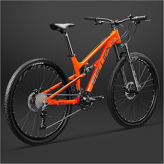 33 Speed Full Suspension Mountain Bike 27.5" MTB Softail Hydraulic Disc Brake Mountain Bike Aluminum Alloy Frame Cross Country Bike Lockable Hydraulic Front Fork Suitable for Bicycle Height 165-190cm