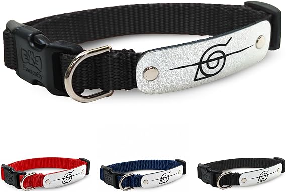 Naruto Dog Collar for Large Dogs, Medium, XS/Small Puppy Collars Officially Licensed Naruto Shippuden Hidden Leaf Village Anime Dog Collar, Naruto Gifts Pet Collar for Dogs Black Rogue, SM