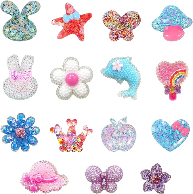 Ioomnhlo Bling Shoe Charms for Girls Women Teens Kids Cute Sparkling Glitter Charm Shoe Decoration Accessories for Clog Sandals Birthday Party Gift 