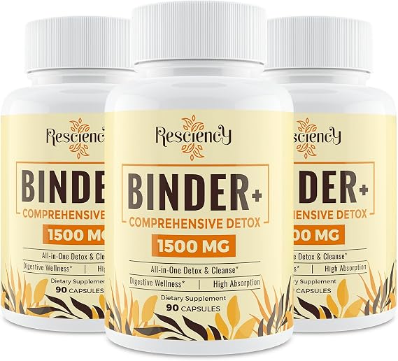 Resciency 1500 MG Detox Binder Supplement Activated Charcoal, Zeolite, Bentonite Clay Liver & Gut Detox Cleanse, Toxin Flush, Digestive, Max Absorption, 270 Vegan Capsules