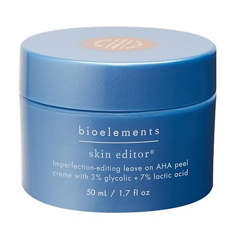 Bioelements Skin Editor - 1.7 fl oz - Leave-On AHA Chemical Face Peel Cream for All Skin Types - With 3% Glycolic Acid & 7% Lactic Acid - Vegan, Gluten Free - Never Tested on Animals