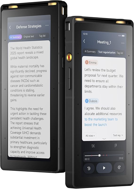 iFLYTEK S6 AI Voice Recorder with Real-Time Transcription for Meetings | Automatic summaries, long-range HD audio and offline translation to streamline interviews and professional note-taking