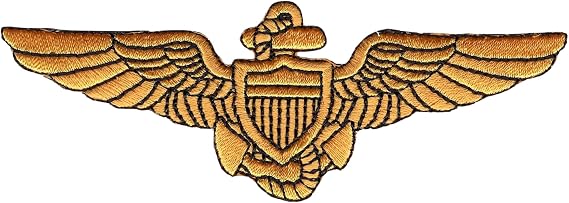 Popular Patch Naval Aviator Pilot Wings Patch Gold -Embroidered Emblem Honoring Naval Aviation Excellence - Sew-On, Iron-On, or Self-Adhesive Application for Jackets, Caps & Displays