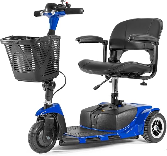 3 Wheel Mobility Scooters for Adults, Electric Lightweight Scooter, Foldable Motorized Scooter, Electric Scooter with Seat for Seniors, Compact Heavy Mobility with Lights, Basket, Extended Battery