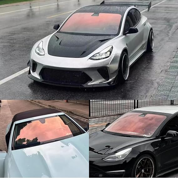 XhuangTech Car Window Tint Film, 75% VLT Chameleon Blue Pink Car Front Window Film 99% Anti UV Heat Rejection UV Block Protection Window Film, Car Tint Solar Film for Windshield/Side Window (0.75x3M)
