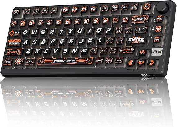 RK ROYAL KLUDGE M75 Hall Effect Mechanical Gaming Keyboard, Magnetic Switch | 75% Wired HE Keyboard, 8K Hz Polling Rate, Low Latency, Adjustable Actuation Rapid Trigger, Hot Swappable PCB, PBT Keycaps