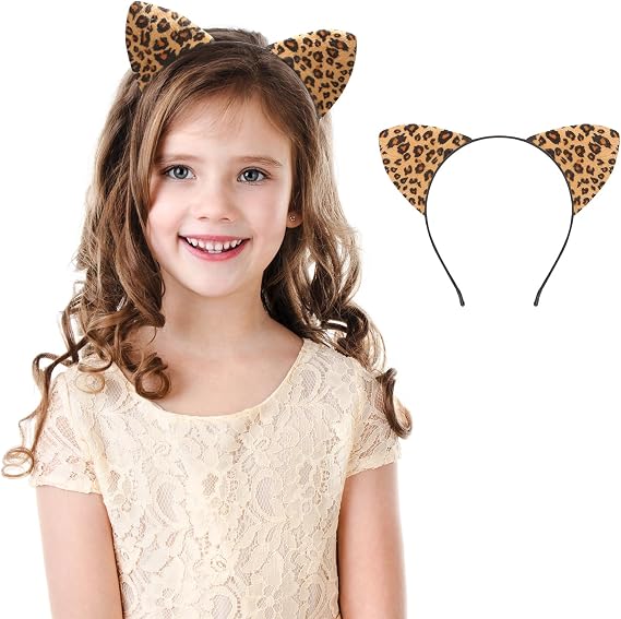 Leopard Cat Ears Headband, Cheetah Ears, Animal Ears Handband for Halloween Costume Cosplay or Party Decoration, Cougar Ears for Women Female