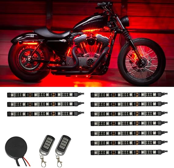 LEDGlow 10pc Advanced Red Mini LED Motorcycle Underglow Lighting Kit