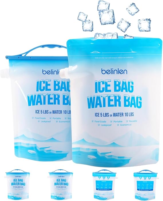 6 Pack Reusable Ice Bags for Cooler 5lb / 10lb Cooler Ice Cube Bag