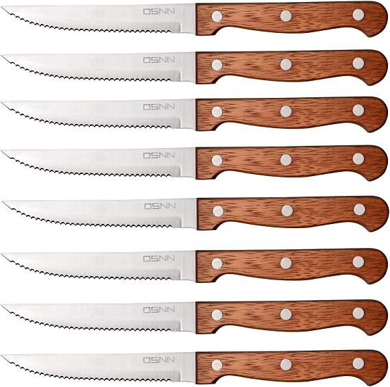 Steak Knives Set of 8 Utility Knives Steak Knife Cutlery Utensil Serrated Edge Steel...
