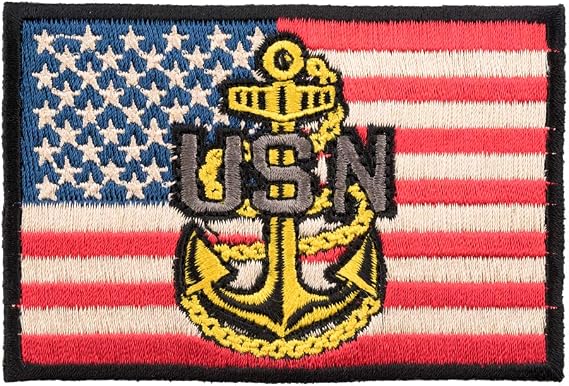 American Flag Navy Anchor Patch, US Flag Patches