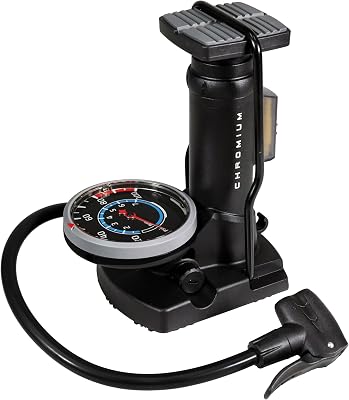 BV Portable Composite Foot Bike Pump with Gauge and 100 PSI Pressure | Schrader and Presta Compatible Bicycle Pump with Ergonomic Pedal for Easy Use - Ideal as Bike Tire Pump and for Other Inflatables