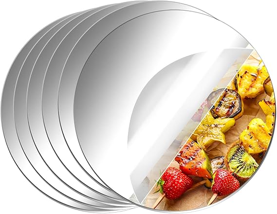 Aneco 6 Pack Acrylic Round Mirrors Non Glass Round Mirror Plate Self Adhesive Mirror Stickers for Home Wall Decor or Wedding Table Centerpiece, 6 Inches, (Thickness 2 mm)