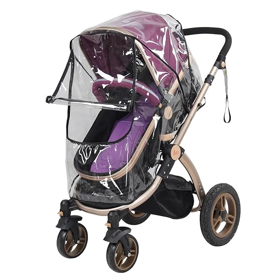 Clear Stroller Rain Cover, Waterproof, Windproof Barrier for Travel | Universal Stroller Accessory, Zipper Access Panel, Breathable Ventilation Mesh, Dust Sun Snow Protection