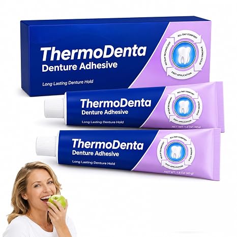 2Pcs Glow Denture Adhesive,Thermoplastic Denture Adhesive,All-Day Secure Hold for Loose False Teeth Extra Strong and Durable Denture-Adhesive,Long Lasting Effect