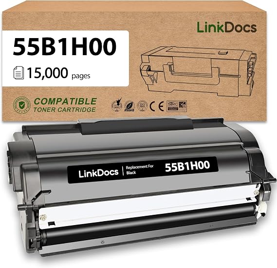 LinkDocs 55B1H00 High Yield Toner Cartridge Replacement for Lexmark 55B1H00 55B1000 55B1X00 Work for Lexmark MS331 MS431 MX331 MX431 Laser Printer 15000 Pages 1 Pack