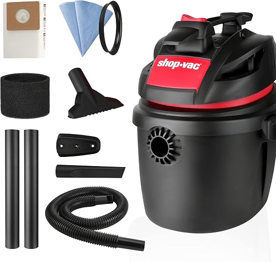Shop-Vac 5760288 2.5 Gallon Wet/Dry Vacuum, 2.5 Peak HP, 1.25 Inch Diameter x 4 Ft Hose, Portable Compact Design
