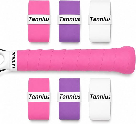 Tennis Racket Grip Tape, 6 Pack Tacky Tennis Grips, Absorbent and Enhanced Tennis Racquet Overgrip