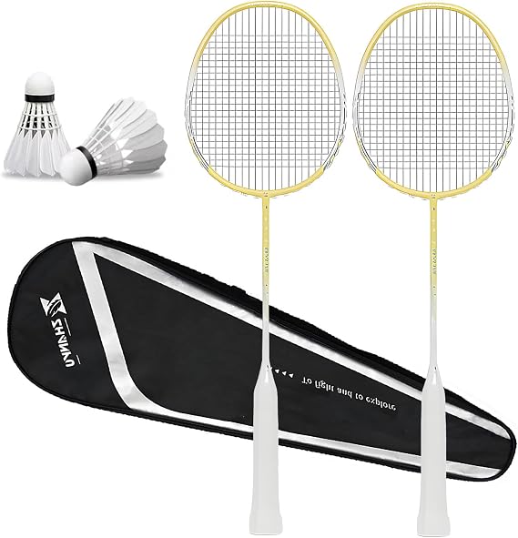 Badminton Rackets Set,Professional-Grade Full Carbon Fiber 5U Ultra-Light and Durable Double Racket,Balanced Offense and Defense,Including 2 Rackets,2 Shuttlecocks,1 Bag