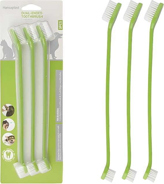 Hansaplast Pet Toothbrush Head - 8 Count Dog Toothbrush - Brushing Kit Soft Bristles Pet Tooth Brush for Doggy Cat and Most Pets