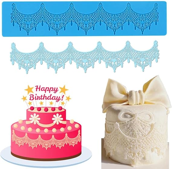 14.5" sugar edible jewels lace cake silicone Embossing Mat Texture | fondant impression lace mat decorating mold gum paste cupcake topper tool icing candy imprint baking moulds sugarcraft
