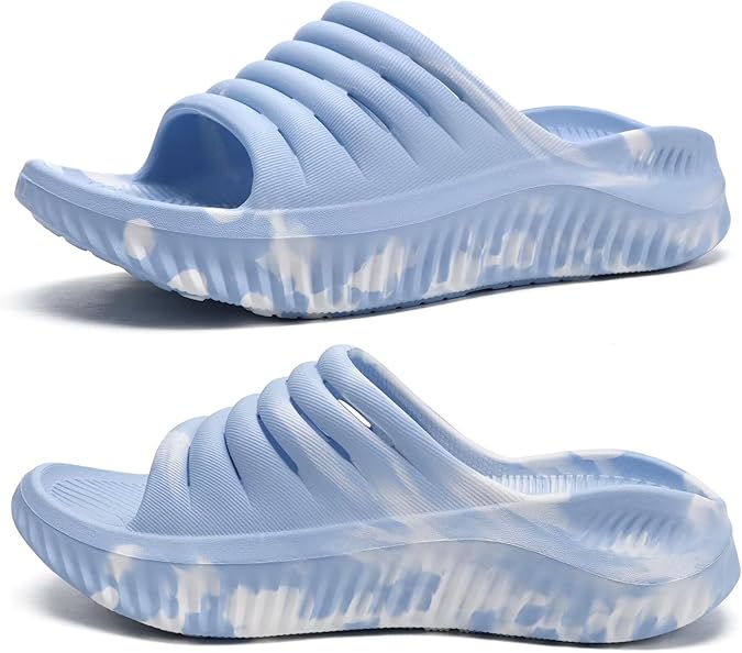 KuaiLu Recovery Sandals Women With Comfortable Arch Support Sport Slides | Ladies Orthotic Thick Cushion Open Toe Slippers Relief Plantar Fasciitis Reduces Stress on Feet,Joints & Back Post-Exercise