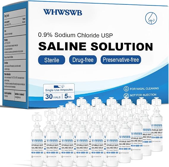 0.9% Sterile Saline Solution Ampoules, Preservative-Free, 30 Count 5mL Each