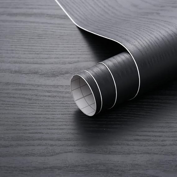 Arthome Peel and Stick Wallpaper - Black Wood Contact - Black Wallpaper - Self-Adhesive & Removable Wall Paper for Countertop Furniture Kitchen, Countertop Contact Paper, Easy to Clean, (17"x240")