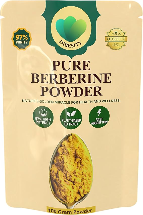 97% Pure Berberine Powder | 100g Plant-Based Extract, Highly Potent | 500 mg Per Serving | Gluten-Free, Vegan, Lab-Tested