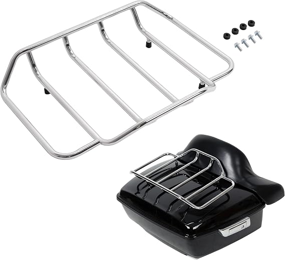 ECOTRIC Motorcycle Trunk Luggage Rack Trunk Top Rack Rail Compatible with Harley Davidson Touring 1984-2024 Street Glide CVO Replacement for 53665-87 Fit for Chopped Razor