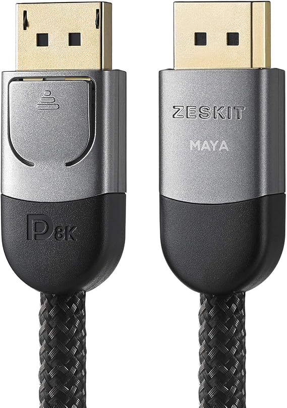 Zeskit Maya Certified DP 1.4 Cable, 4K 120Hz 8K 60Hz 1440p 144Hz 240Hz HDR 32.4Gpbs HBR3 (6.5ft, Braided Jacket)