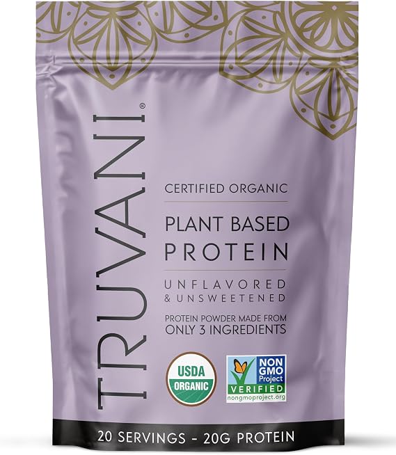 Truvani Organic Plant Based Protein Powder | Unflavored | 20 Servings