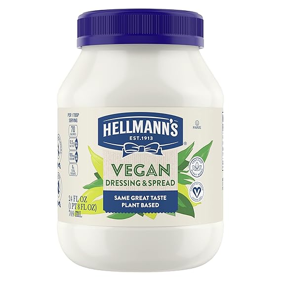 Hellmann's Vegan Dressing and Spread Vegan 1 ct For a Creamy Sandwich Spread or Condiment Same Great Taste, Plant Based, Free From Eggs 24 oz