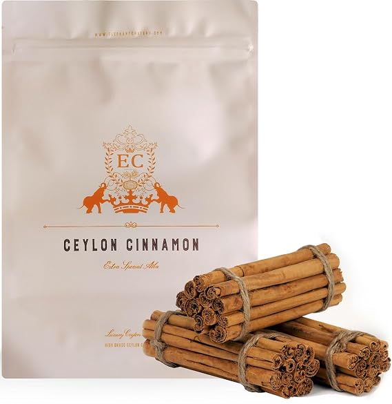 Ceylon's Finest True Alba Cinnamon (Canela Ceilan) | 6" Long Cinn Sticks | Fresh Harvest | Naturally Sweet Cinnamomum Zeylanicum (Verum) | Lanka Luxury Spices | 150 Grams (Approx 20-25 Quills)
