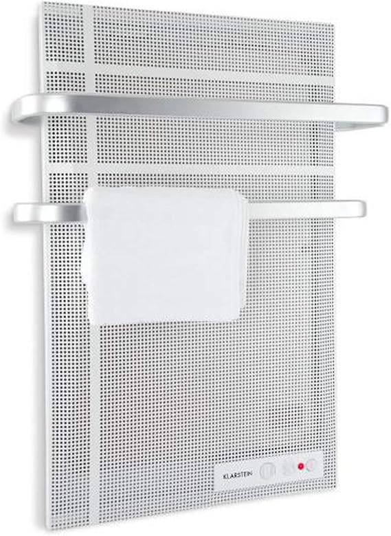 Klarstein Hot Spot Wave Infrared Heating Panel - Infrared Heater, Flat Wall Heater, 51 x 80 cm, 20 m2, 1000 W, Thermostat, IP24, Towel Rail, Splashproof, Aluminium, Silver